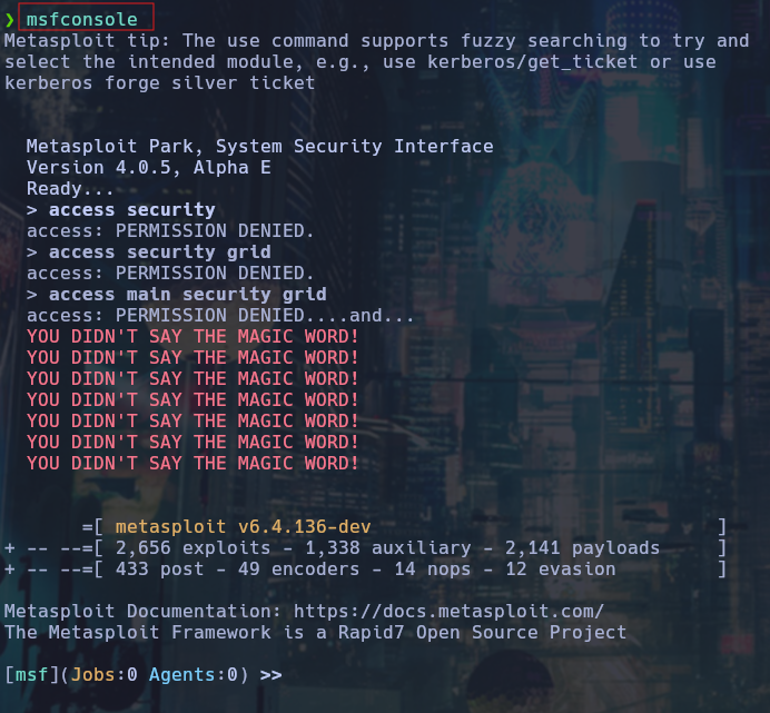 Inicio de msfconsole
